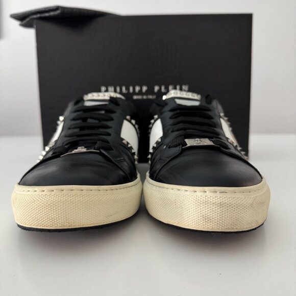 PHILIPP PLEIN Leather Studs Lo-Top sneakers Black, Size 44/ US 11 - Picture 4 of 17